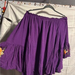 Ashley Stewart Purple Off-Shoulder Blouse